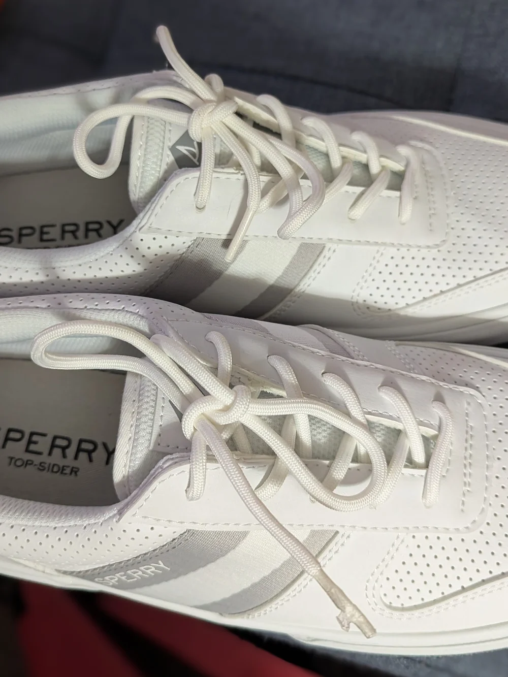 Sperry Men's White Perforated Canvas-Lace Sneakers
